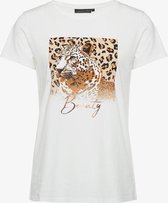 Jazlyn dames T-shirt met luipaardprint - Wit - Maat XXL