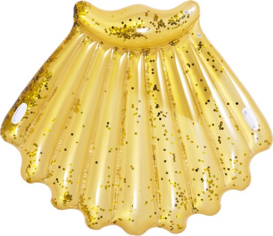 Groot Opblaas Luchtbed – Met Glitter – Schelp – Mermaid – Waaier – Goud ...