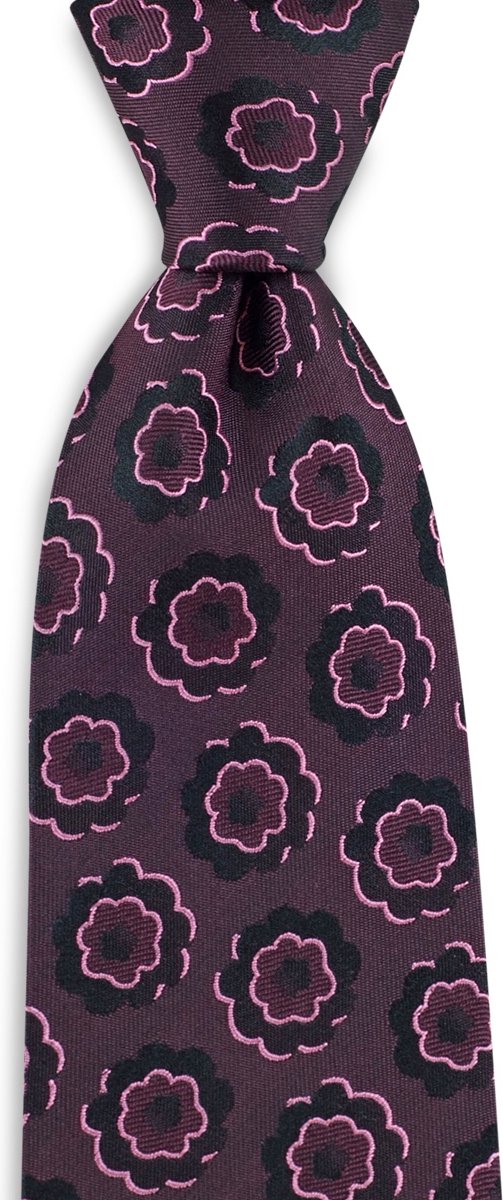 We Love Ties - Stropdassen - Damesstropdas Lady Festive Feast - aubergine / zwart / roze