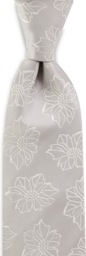 We Love Ties Cravate Fleur d \ 'Amour, pure soie tissée, gris / blanc
