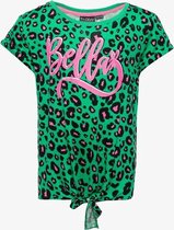 TwoDay geknoopt meisjes T-shirt met luipaardprint - Groen - Maat 146/152