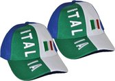 2x stuks baseball caps Italie supporter verkleedaccessoire