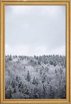 JUNIQE - Poster met houten lijst White Winter Forest -40x60 /Grijs &