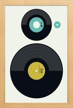 JUNIQE - Poster met houten lijst LP vs. EP -13x18 /Geel & Turkoois