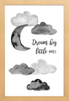 JUNIQE - Poster in houten lijst Dream Big Little One -30x45 /Grijs &