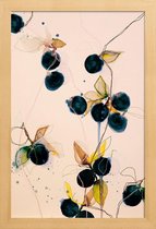 JUNIQE - Poster met houten lijst Blueberries 01 -13x18 /Blauw & Ivoor