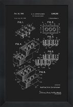 JUNIQE - Poster in houten lijst Legoblokje - Patentopdruk - Blauwdruk