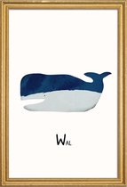 JUNIQE - Poster met houten lijst Wal -13x18 /Blauw