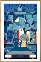 JUNIQE - Poster met kunststof lijst Back to the future -40x60 /Blauw