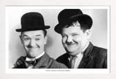 JUNIQE - Poster in houten lijst Laurel and Hardy -60x90 /Wit & Zwart