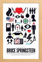 JUNIQE - Poster in houten lijst Bruce Springsteen -40x60 /Groen & Rood