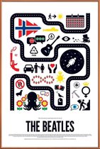 JUNIQE - Poster met kunststof lijst The Beatles -13x18 /Blauw & Rood