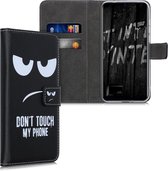 kwmobile telefoonhoesje voor Blackview A60 - Hoesje met pasjeshouder in wit / zwart - Don't Touch My Phone design