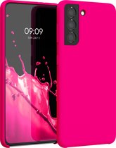 kwmobile telefoonhoesje voor Samsung Galaxy S21 - Hoesje met siliconen coating - Smartphone case in neon roze