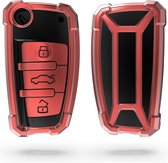 kwmobile autosleutelhoes voor Audi 3-knops autosleutel - TPU beschermhoes - sleutelcover - Transformer Sleutel design - hoogglans rood / zwart