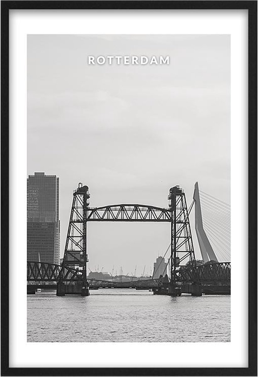 Poster Haven Rotterdam - A3 - 30 x 40 cm - Inclusief lijst (Zwart MDF)