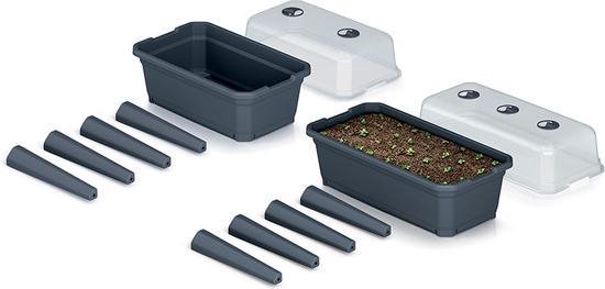 Jardinière Haute Prosperplast Respana - Plastique Anthracite 59,6x36,8x75,3 Cm - Avec Couvercle