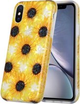 Shell-textuurpatroon TPU-schokbestendige beschermhoes met volledige dekking voor iPhone XS Max (kleine zonnebloemen)