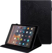 Voor Amazon Kindle Fire HD10 2019/2017/2015 Peacock Tail Embossing Patroon Horizontale Flip Lederen Case met Houder & Kaartsleuven & Portemonnee & Anti-Slip Strip (Zwart)