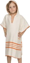 Kinder Strandponcho Natural Orange - 8-9 jaar - jongens/meisjes/unisex pasvorm - poncho handdoek voor kinderen met capuchon - zwemponcho - badcape