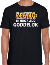 Verjaardag t-shirt 60 jaar - zestig en goddelijk - zwart - heren - zestig jaar cadeau shirt L