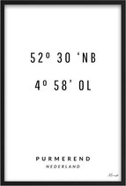 Poster Coördinaten Purmerend A3 - 30 x 42 cm (Exclusief Lijst)