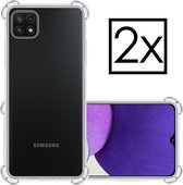 Hoes Geschikt voor Samsung A22 5G Hoesje Siliconen Cover Shock Proof Back Case Shockproof Hoes - Transparant - 2x