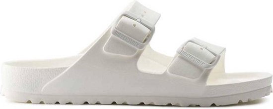 Witte Birkenstock Arizona EVA slipper met gespen.