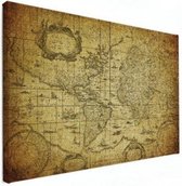 Wereldkaart Oude Zeekaart - Canvas 90x60