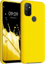 kwmobile telefoonhoesje voor OnePlus Nord N100 - Hoesje met siliconen coating - Smartphone case in stralend geel