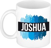 Joshua naam cadeau mok / beker met  verfstrepen - Cadeau collega/ vaderdag/ verjaardag of als persoonlijke mok werknemers
