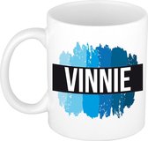 Vinnie naam cadeau mok / beker met  verfstrepen - Cadeau collega/ vaderdag/ verjaardag of als persoonlijke mok werknemers