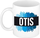 Otis naam cadeau mok / beker met  verfstrepen - Cadeau collega/ vaderdag/ verjaardag of als persoonlijke mok werknemers