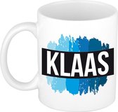 Klaas naam cadeau mok / beker met  verfstrepen - Cadeau collega/ vaderdag/ verjaardag of als persoonlijke mok werknemers