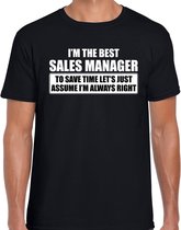 The best sales manager cadeau t-shirt zwart voor heren - Verjaardag/feest kado shirt / outfit S