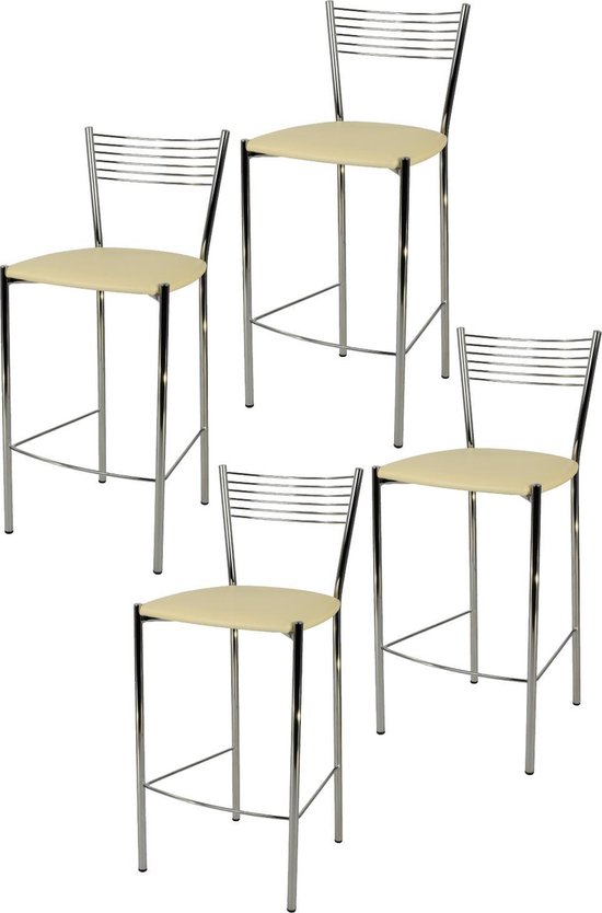 Foto: Tommychairs elegance eetkamerstoelen set van 4 chroom zand kunstleer