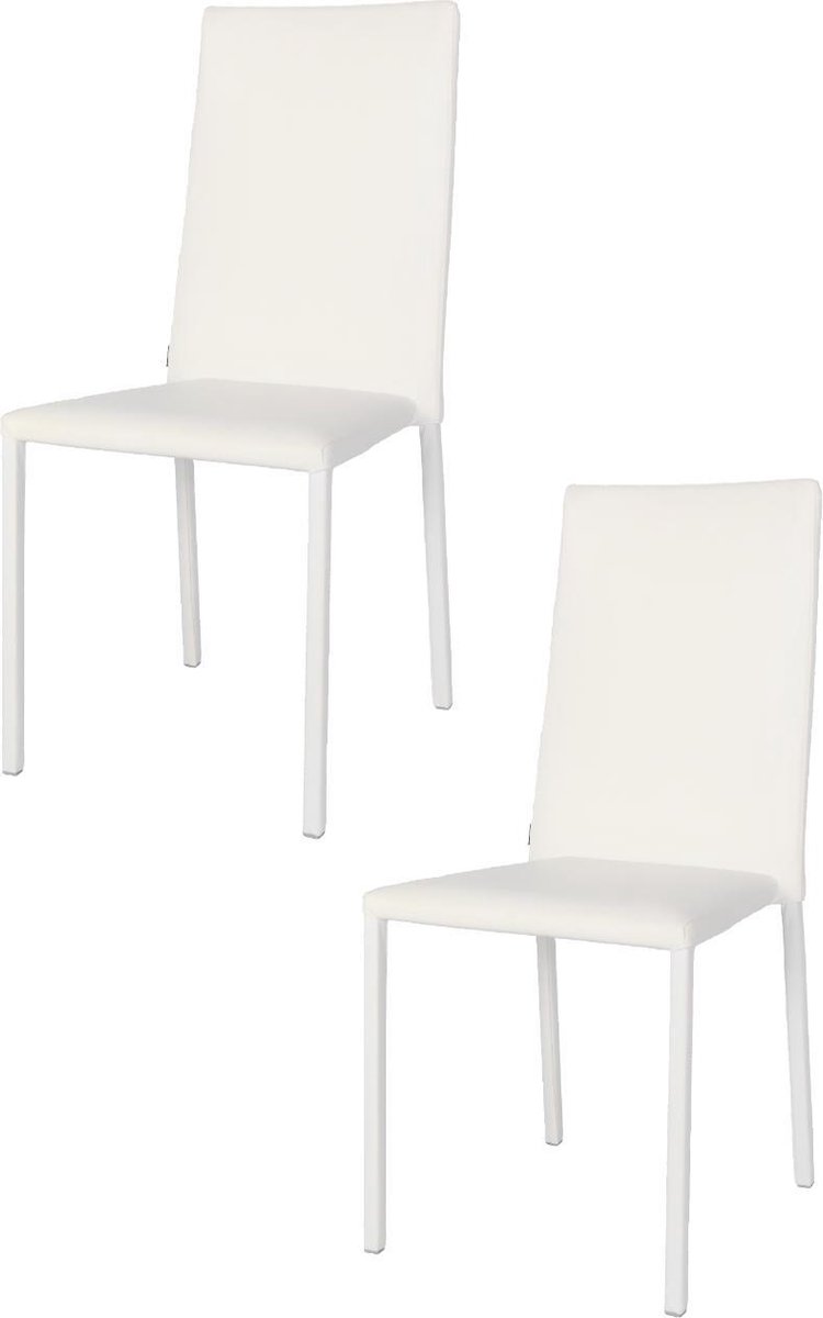 Tommychairs Julia - Eetkamerstoelen - Set van 2 - Wit - Kunstleer & Metaal