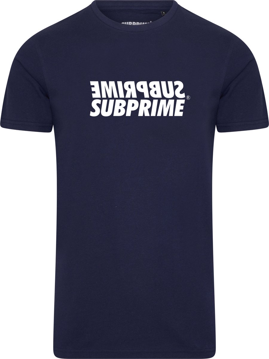 Subprime - Heren Tee SS Shirt Mirror Navy - Blauw - Maat L