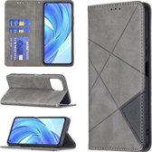 Voor Xiaomi Mi 11 Lite Rhombus Texture Horizontal Flip Magnetic Leather Case met houder en kaartsleuven (grijs)