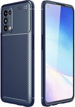 Oppo Find X3 Lite / Reno5 Hoesje Siliconen Carbon TPU Back Cover Blauw