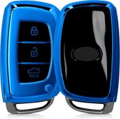 kwmobile autosleutel hoesje geschikt voor Hyundai Kia 3-knops autosleutel Keyless Go - autosleutel behuizing in hoogglans Blauw