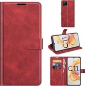 Voor OPPO Realme C11 2021 Retro Kalf Patroon Gesp Horizontale Flip Lederen Case met Houder & Kaartsleuven & Portemonnee (Rood)