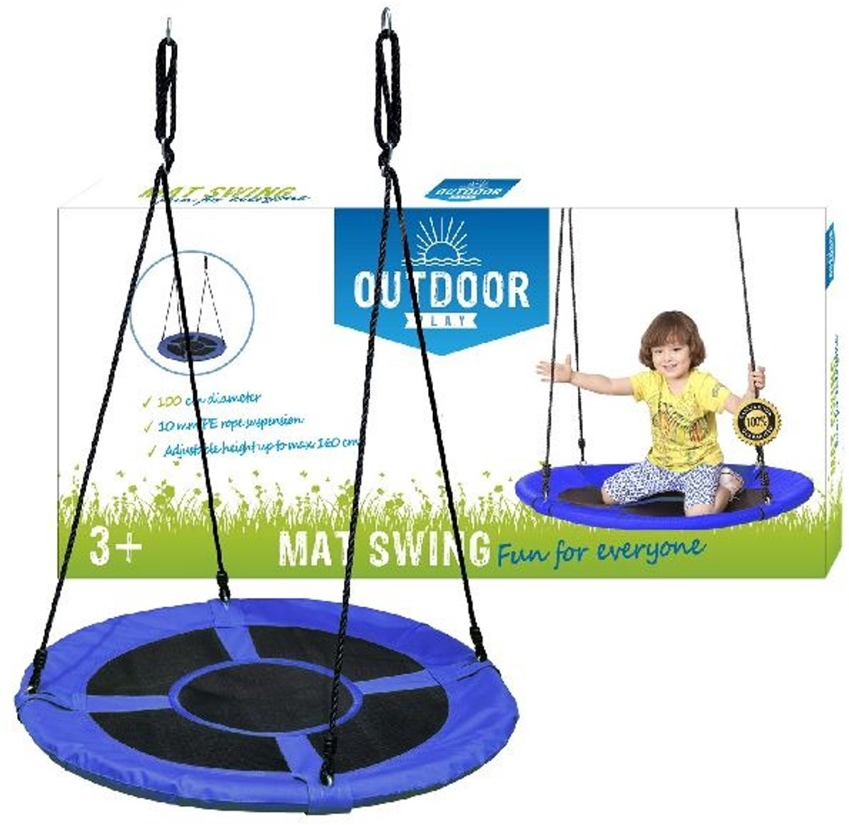 Outdoor Play Schommel - Speelgoed - diameter 100cm - Max 100kg - Verstelbaar ophangtouw — afbeelding 10