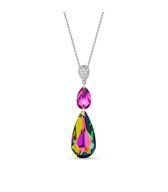 Spark Double Teardrop Ketting met Roze Glaskristal