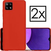Samsung Galaxy A22 Hoesje (5G) Back Cover Siliconen Case Hoes - Rood - 2 Stuks