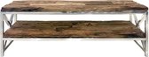 TV-dressoir 2-planken hout bruin zilver metalen poten (r-000SP29173)