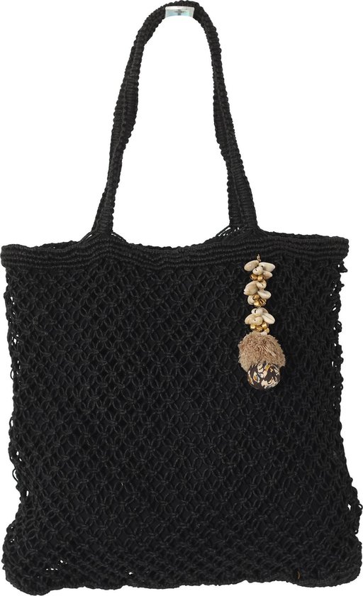 Mycha Ibiza - tas - zwart - jute - shopper - 40x40 cm - Mybag01