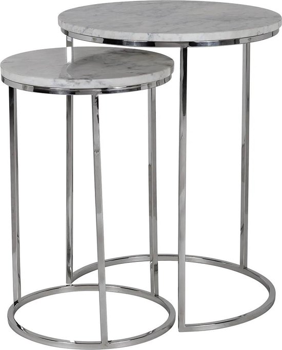Set de table d'appoint 2 marbre/métal argenté (r-000SP29364) | bol.com