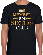 Member of the sixties club cadeau t-shirt - zwart - heren - 60 jaar verjaardag kado shirt / outfit S