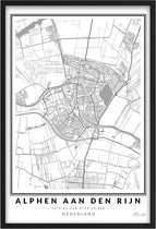 Poster Stad Alphen aan den Rijn - A4 - 21 x 30 cm - Inclusief lijst (Zwart Aluminium)